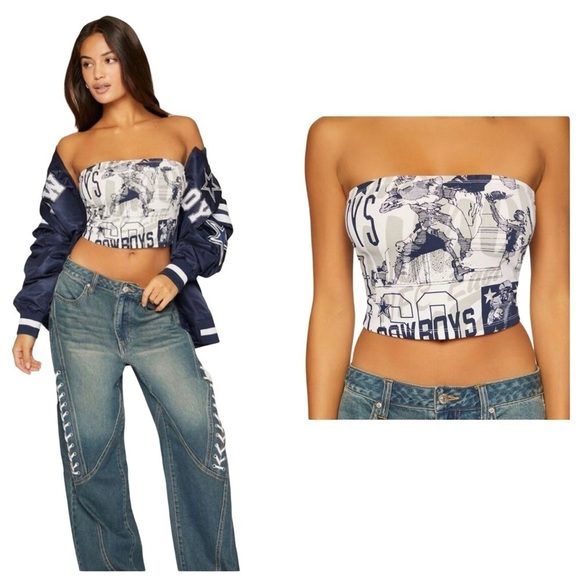 NEW Women's Dallas Cowboys Blue Graphic Tube Top Medium - Picture 2 of 7